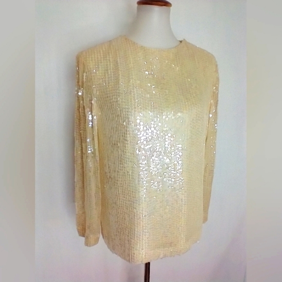 VINTAGE JEANETTE FOR ST. MARTIN SEQUINED BLOUSE - Picture 1 of 7